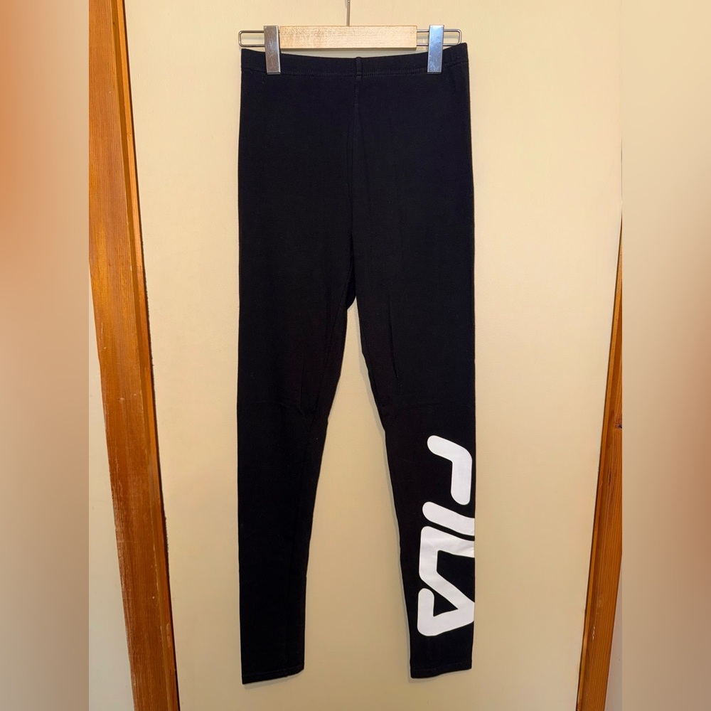 FILA Black Leggings | Stretchy Cotton Blend | Tagged XXL (18–20)